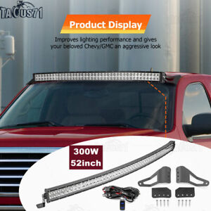 For 07-14 GMC Sierra 1500 2500 3500 - 300W 52'' LED Light Bar Roof Mounting Kit