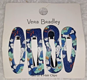 🌺 Vera Bradley Blue Floral Bursts Hair Clips Barrettes Set of 4 New Accessories - Picture 1 of 4
