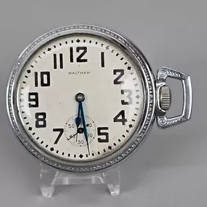 VTG Waltham Pocket Watch 845 Locomotive Engraving & Silver-Tone Finish 21j 18s - Picture 1 of 11