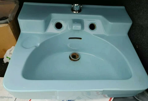 Crane Drexel vtg light Blue Wall Mounted Bathroom Sink  22" wide X 18" deep Cover