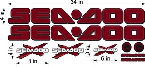 SEA-DOO Logo / BURGUNDY / 34" Vinyl Vehicle Boat Graphic Decal Bonus Pack - Bild 1 von 3