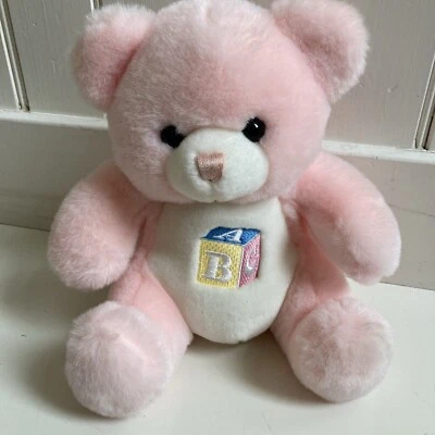 Pelúcia Main Joy Limited Soft Expressions bebê rosa pastel chocalho ABC urso recheado - Imagem 1 de 4