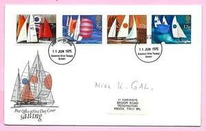 POST OFFICE 1975 FDC - SAILING (Boats) - Fdi KINGSTON UPON THAMES - Picture 1 of 2
