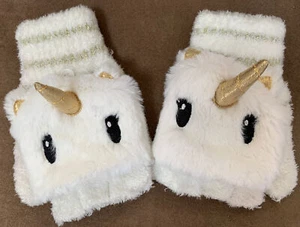 JUSTICE UNICORN FLIP MITTEN/GLOVES PLUSH SHIMMER SUPER CUTE!! - Picture 1 of 2
