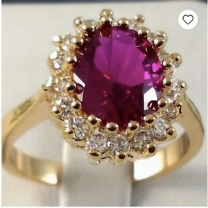 Gold Red Cocktail Ring Rhinestones sizes 8 10.5 Art Deco - Picture 1 of 5
