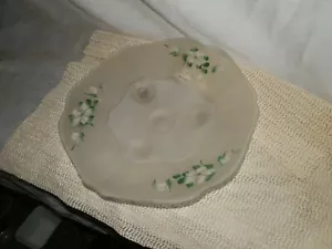 Vintage, mattiertes satiniertes Glas, geblümt, Servierschale - Bild 1 von 4