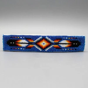 NATIVE AMERICAN BEADWORK-MULTI-COLOR BEADED BARRETTE by SHARON HUNT-NAVAJO - Picture 1 of 4