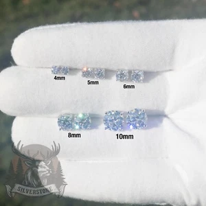 Certified VVS1 Moissanite Stud Earrings, 0.44ctw to 8ctw, 925 Sterling Silver - Picture 1 of 7