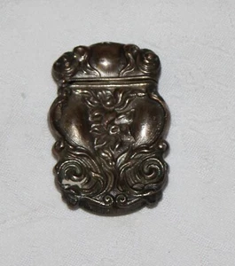Vintage Vesta Match Safe Sterling Silver Art Nouveau Hinged Box - Picture 1 of 15