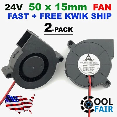 24V DC 50mm Blower Cooling Fan 5015 Hotend Extruder For RepRap 3D Printer 2 Pcs - Image 1 of 4