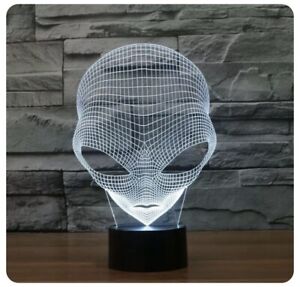 3D Alien Acrylic LED Night Light 7 Colors Change Touch Lamp Kid men women gifts