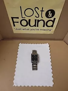 Guess Steel Men Dress Quartz Silver Tone Rectangular Watch Tested - New Battery - Picture 1 of 10
