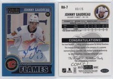 2014 O-Pee-Chee Platinum Blue Rainbow /25 Johnny Gaudreau #RA-7 Rookie Auto RC
