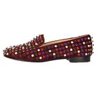 35 Christian Louboutin Roller Boy Color Stone Studs Slip-On Shoes Wine Red Con