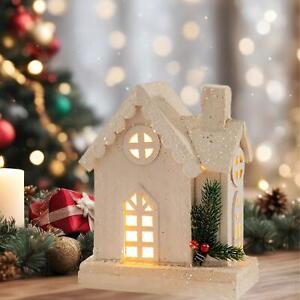Maison lumineuse de Noël, maison de village de neige de Noël pour balcon de