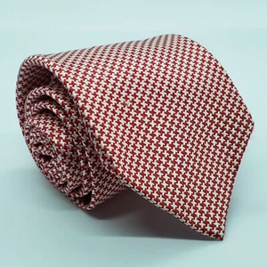 DAVID DONAHUE 60L Red & White Check Silk Mens Necktie Made in USA - Picture 1 of 5