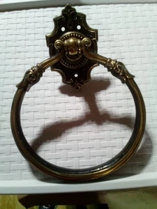 Vintage Ajax Hardware Premier Collection Towel Ring Antique Brass - Picture 1 of 2
