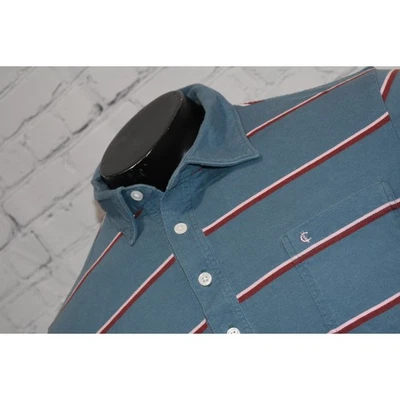 Camisa polo de golf estilo vintage Criquet para hombre talla grande azul a rayas bolsillo frontal Foto 1 de 4