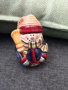 Vintage Christmas Snowman  shaker Hand Painted HOME 5" - Picture 1 of 4