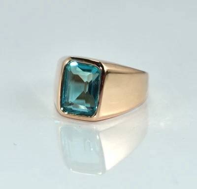 Anel feito à mão exclusivo de cobre água-marinha sombra - Imagem 1 de 4