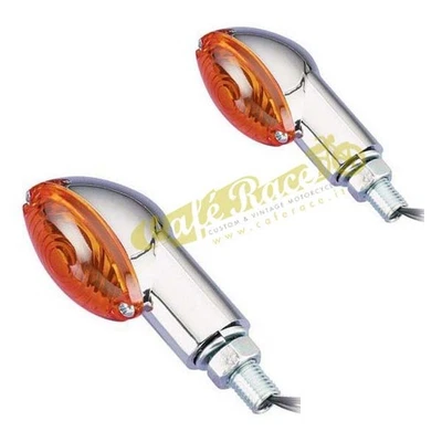 Paar Blinker Motorrad Cateye Chrom Objektiv Bernstein Pin M10 Genehmigt Maße - Bild 1 von 2