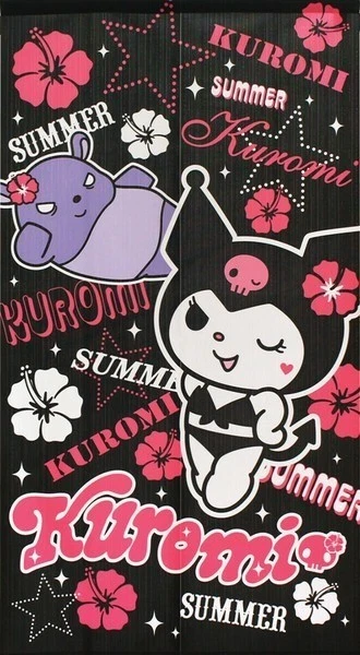 HECHO en JAPÓN Sanrio Kuromi Kawaii Puerta Cortina Tapiz Decoración Habitación Púrpura Foto 1 de 4