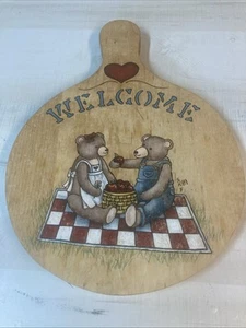 Loads of Love Valentines Wooden Cutting Board, Bears Picnic Apples WELCOME  - Picture 1 of 5