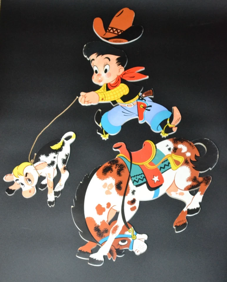 Vtg Dolly Toy Co. Wall Hangings Western Horse Boy Cow Lot of 4 patent pending - Image 1 of 4