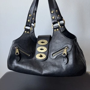 Authentic Women's MULBERRY Leather 3 Locks Kensington Darwin Black Bag Small - Picture 1 of 23