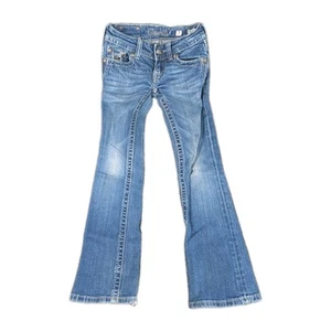 Miss Me Rhinestone Boot Cut Blue Jeans Girls Size 7 25" Inseam - Picture 1 of 9