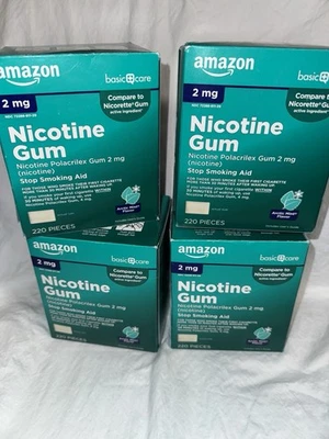 4 X 亚马逊无涂层尼古丁 Polacrilex 口香糖 2 毫克完好 220 件 NOV2025 尼古丁 — 第 1/4 张图片