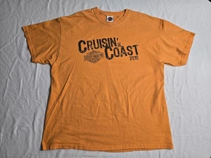 Harley Davidson Shirt Mens XL Orange Cruisin The Coast 2010 Biker Myrtle Beach - Picture 1 of 7