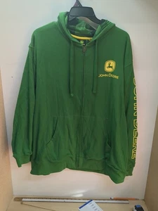 John Deere Traktor Hoodie Sweatshirt Full Zip Herren Gr. XXL grün und gelb - Bild 1 von 9