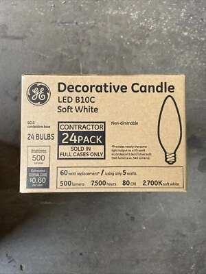 (24 PACK) GE Decorative Candelabra Antique 60W LED Light Bulbs - ‎935466 - Image 1 of 4