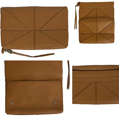 Bolso de Mano Original Christopher Kon Stitch Cuero Guijarro Marrón Plegable Foto 1 de 4