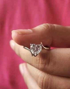 2ct Heart Cut Lab Grown Diamond/CVD Women's IGI Certified Ring 14K White Gold - Picture 1 of 15