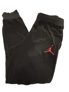 Nike Air Jordan Pants YOUTH/Men Large BlackJoggers Velvet Red Drawstring Jumpman - Picture 1 of 9