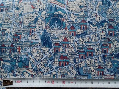 ORGANIC BIG SMOKE BLUE  - London -  Liberty Tana Lawn Cotton Approx 33 x 30 cm - Image 1 of 4