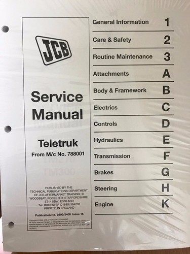 JCB Service TELETRUK 2.0-D/G, 2.5-D/G, 3.0-D/G Manual | eBay
