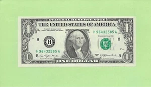 1977 ..UNCIRC $1 H 9643 2585 A .... 1977 $1 H-A NUMERO DI SERIE SUPERIORE - Foto 1 di 2