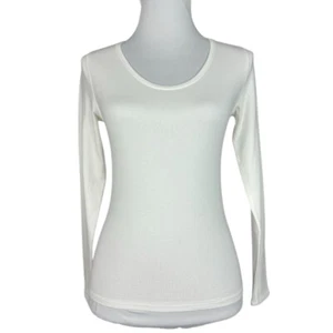 Top donna Everlane nuovo con etichetta bianco The Supima elasticizzato collo balletto manica lunga XS/C28 - Foto 1 di 13