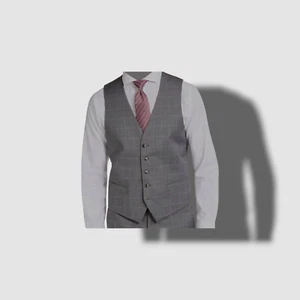 $85 Perry Ellis Portfolio Men's Gray Slim-Fit Stretch Suit Vest Waistcoat Size L - Picture 1 of 1