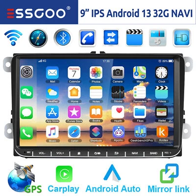 Autoradio 2 DIN Android 13 Carplay GPS RDS Per VW GOLF 5 6 Touran Passat Polo 6R - Immagine 1 di 4