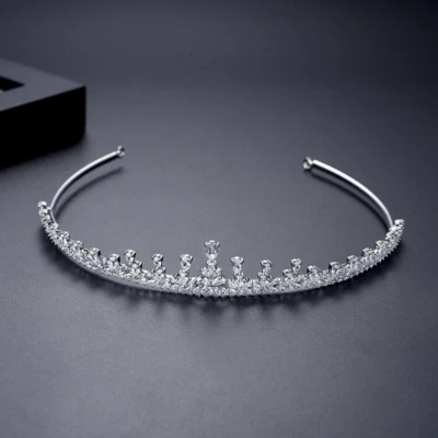 Diadema corona circonita moda novia boda tocado mujeres joyería chapada en oro Foto 1 de 4