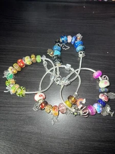 Womens Girls Beaded Silver Fashion Bracelet - Picture 1 of 7