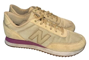 New Balance NB 501 Womens Sz 10 B Tan Pink Suede Nylon Sneaker Shoes WZ501AAD - Picture 1 of 10