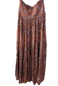 Angie Women's Midi Dress S Ginger 100% Rayon A-Line Gathered Smock - Picture 1 of 5