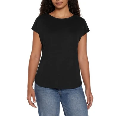 Orvis Women’s Linen Blend Short Sleeve Top, Black Size Medium Relaxed Fit Casual - Image 1 of 4