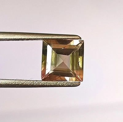 Natural Tourmaline Bi Color 1.50 Carat Square Cut Faceted Loose Gemstone 7X7 MM - Image 1 of 4