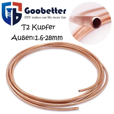 Kupferrohrring Kupferrohr Wasser Heizung Gas Weich 1,6mm 1,8mm 2mm 3mm Bis 28mm  - Bild 1 von 4